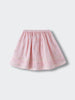 Pink striped skirt with floral embroidery and lace trim detail Muslin Skirt - Poppy Field Girls