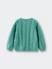 Green sweater with cable knit pattern on a light gray background Pointelle Cardigan - Balsam Girls