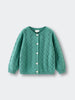 Green knitted cardigan on a light gray background Pointelle Cardigan - Balsam Girls