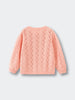 Pink cardigan with cable knit pattern on a light gray background Pointelle Cardigan - Mallow Girls