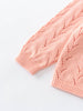 Close-up of pink cardigan with cable knit pattern on a white background Pointelle Cardigan - Mallow Girls