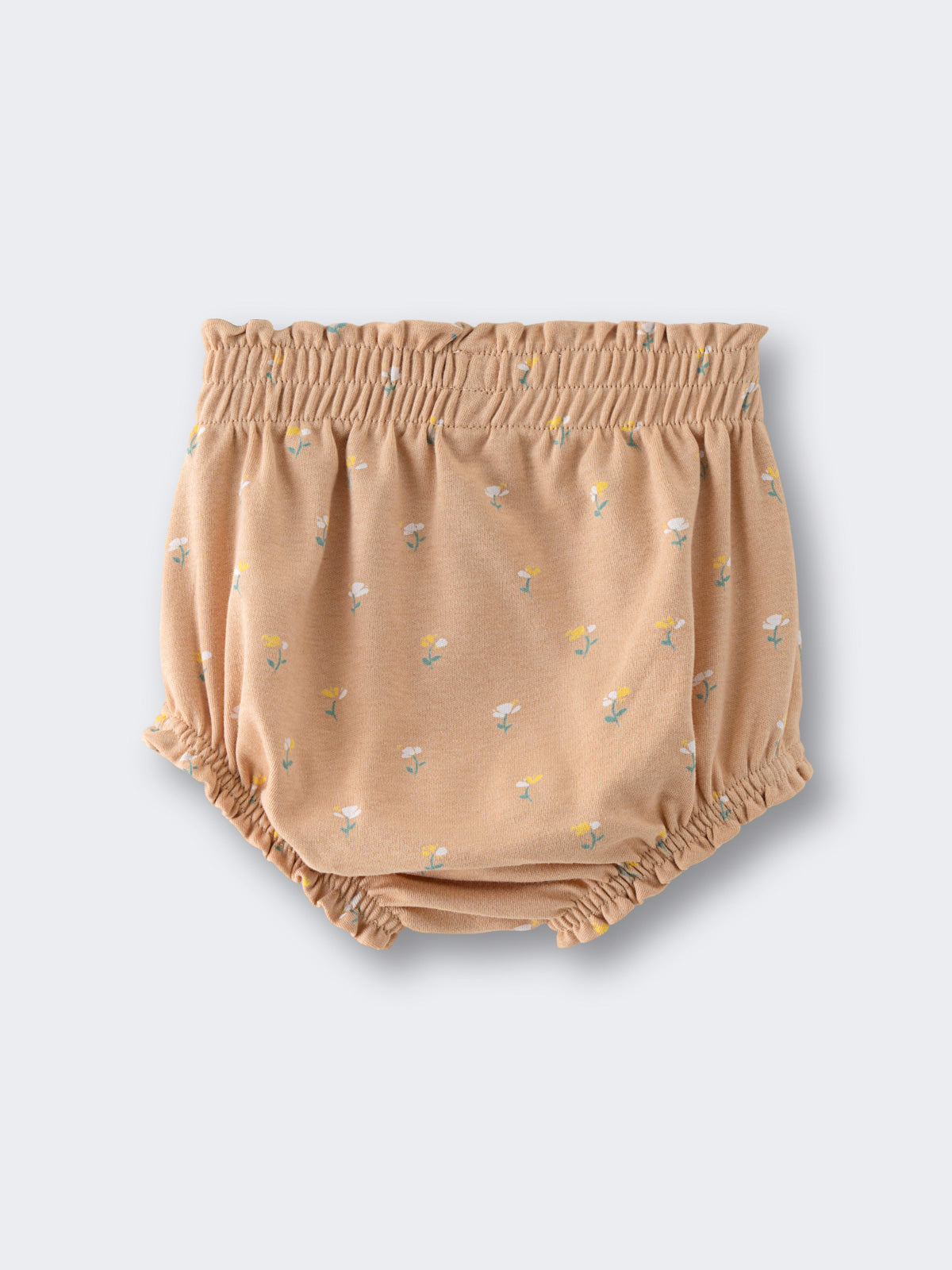 Baby bloomers in beige with small floral print and gathered elastic edges Printed Bloomers - Floral Bloom Baby girl