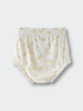 White baby bloomers with yellow lemon print and ruffled leg openings Printed Bloomers - Lemons Baby girl