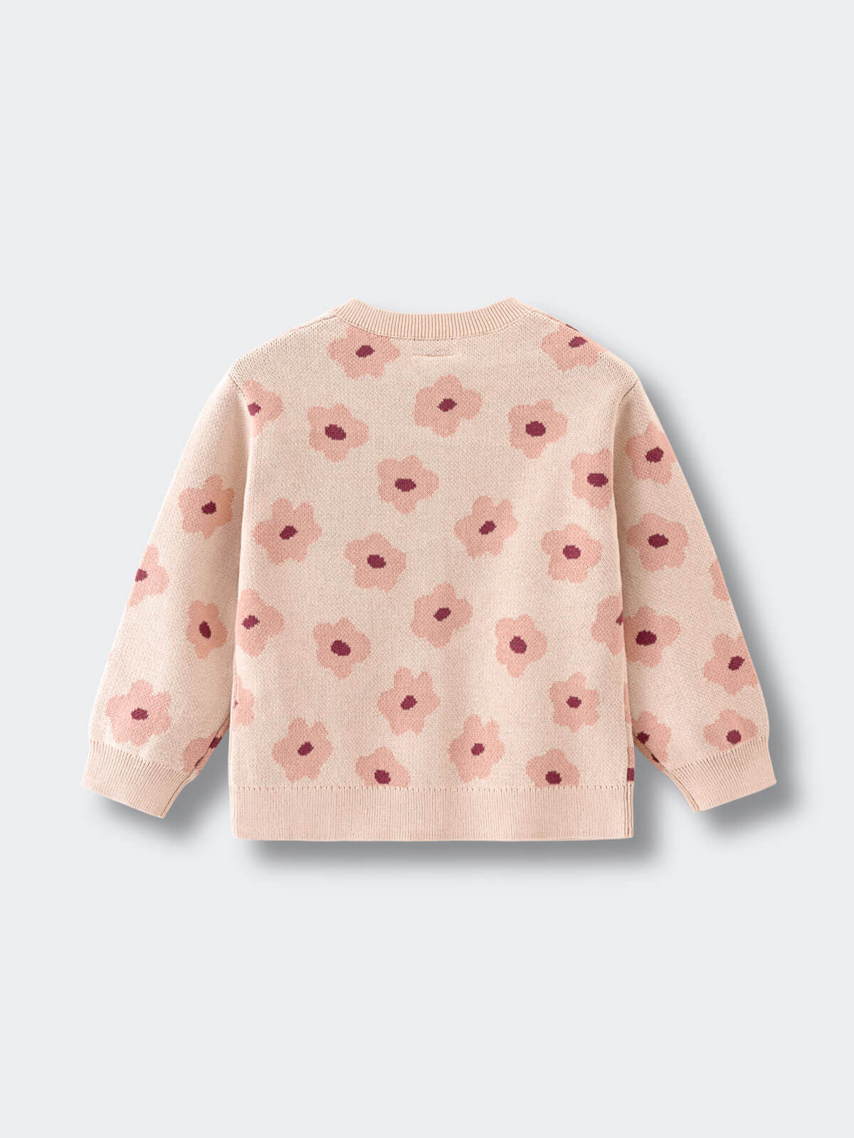 Pink floral patterned cardigan on a light gray background Printed Cardigan - Bold Daisy Girls