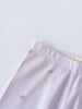 Light purple ribbed leggings with small floral embroidery detail printed Leggings - Spring Love Girls
