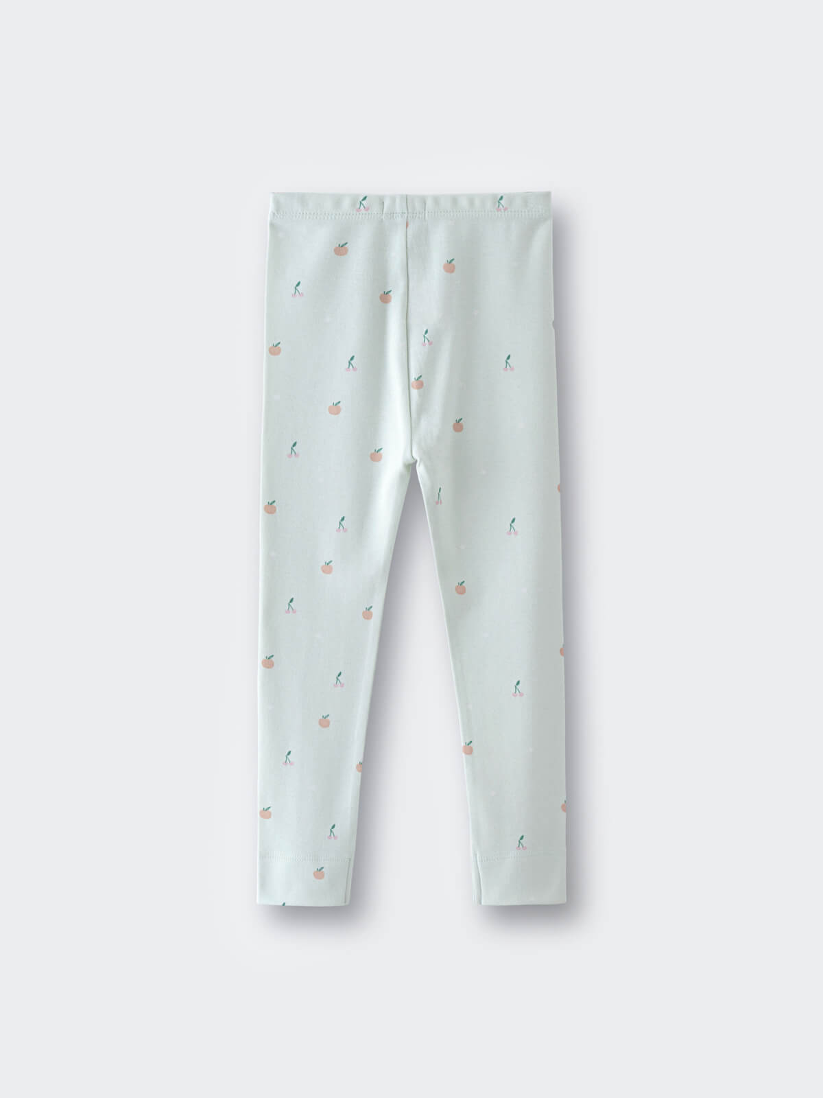 Light blue leggings with small peach and cherry print Leggings - Summer Fruits Girls