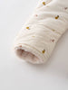 Cream hooded baby pram suit with fruit pattern on a light gray  Printed Pram Suit - Autumn Harvest Ecru Baby girl