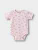 Light pink baby bodysuit with small floral print pattern throughout Printed Short Sleeve Bodysuit - Daisy Chain Baby girl