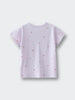 Light purple t-shirt with small floral embroidery scattered across the fabric printed Short Sleeve Tee Shirt - Spring Love Girls