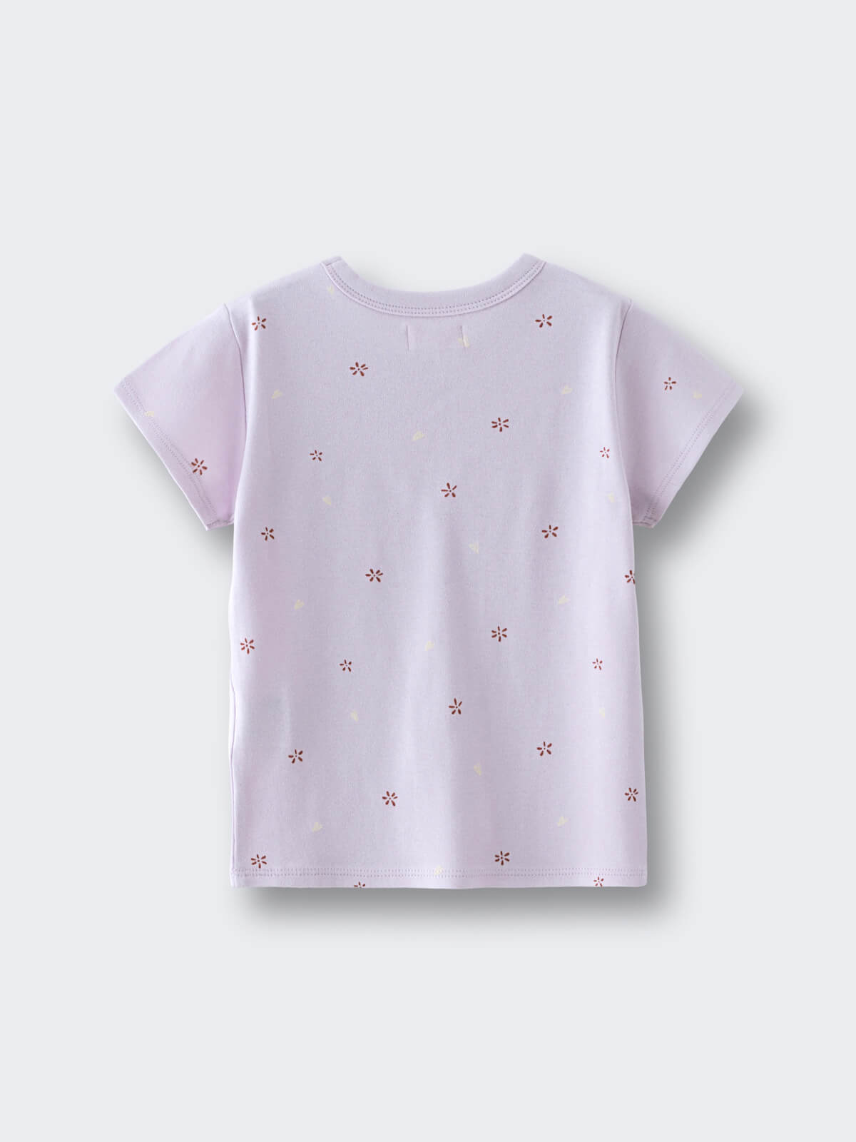 Light purple t-shirt with small floral embroidery scattered across the fabric printed Short Sleeve Tee Shirt - Spring Love Girls