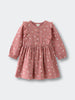 Pink dress with puff sleeves on a light gray background Printed Woven Dress - Bird And Blossom Rosehip Girls