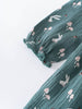 Green dress fabric with rabbit and mushroom pattern on a white background Printed Woven Dress - Forest Gathering Balsam Girls