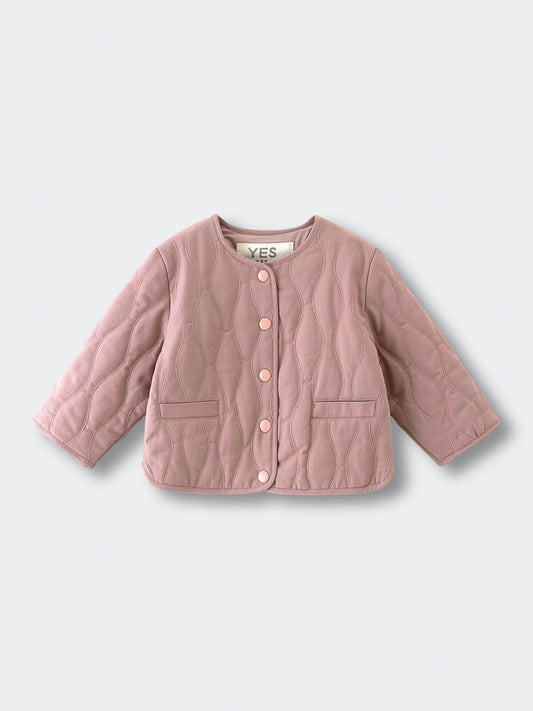 Pink quilted jacket on a light gray background Quilted Jacket - Blush Baby girl