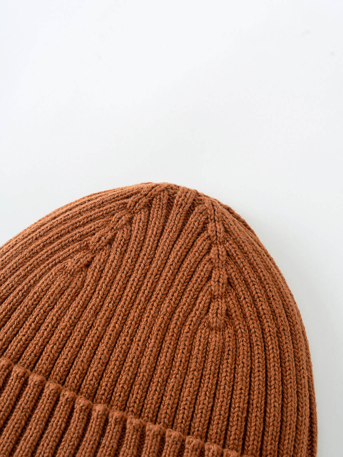Brown knit beanie on a white background Ribbed Beanie - Russet Girls and Boys