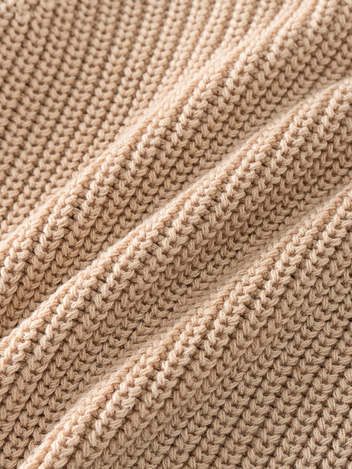 Close-up of beige ribbed knit fabric showing texture and folds Ribbed Hooded Cardigan - Clay Baby boy