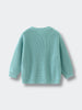 Teal knitted sweater on a light gray background