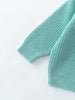 Close-up of a light blue knitted fabric on a white background