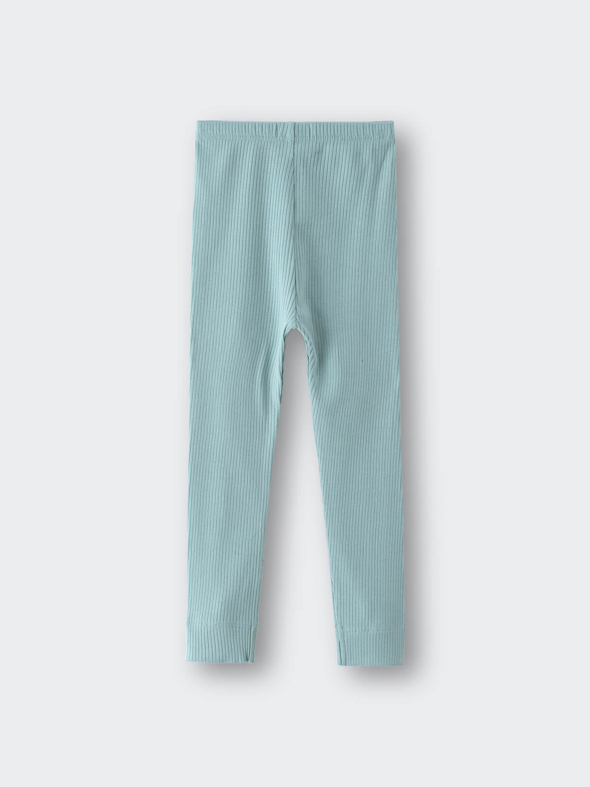 Light blue ribbed leggings laid flat on a white surface ribbed Leggings - Aloe Girls