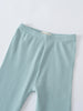Close-up of light blue ribbed leggings showing waistband and texture detail ribbed Leggings - Aloe Girls
