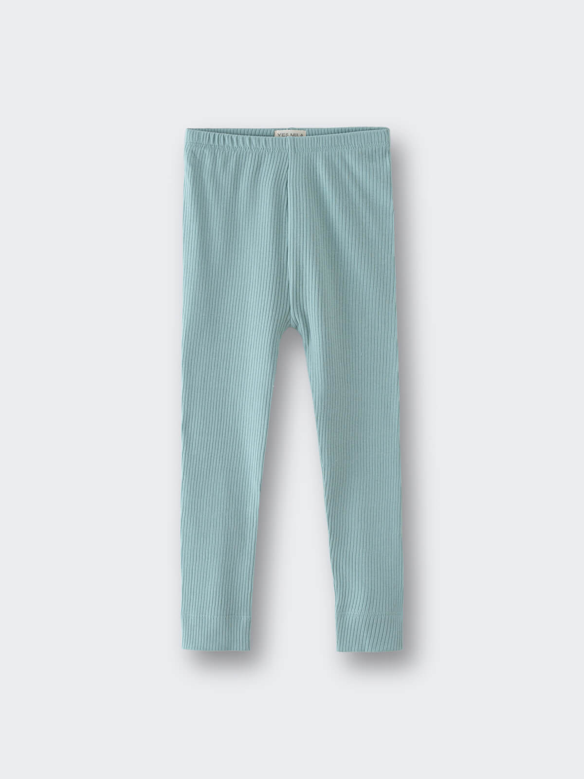 Light blue ribbed leggings laid flat on a white background Ribbed Leggings - Aloe Girls