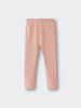 Ribbed peach-colored leggings laid flat on a light gray background ribbed Leggings - Toasted Peach Girls