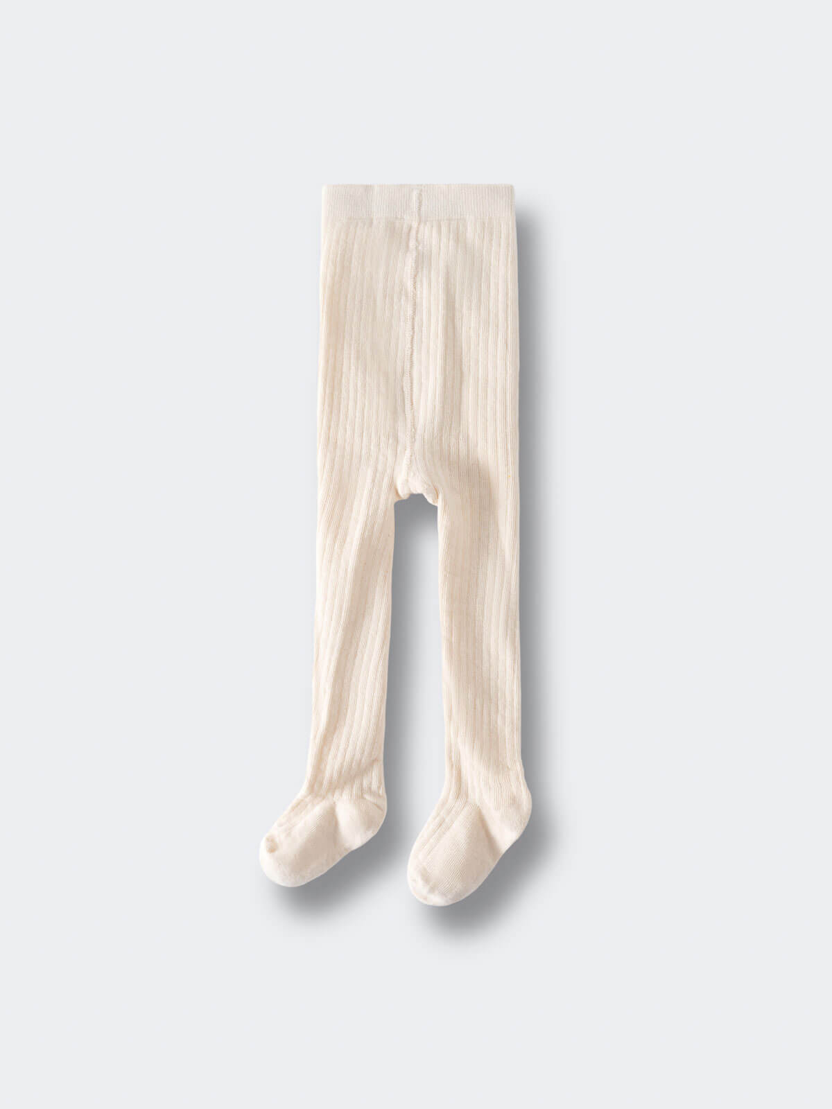 Cream-colored ribbed tights laid flat on a light background Ribbed Tights 2 Pack - Golden Pear/Ecru Girls