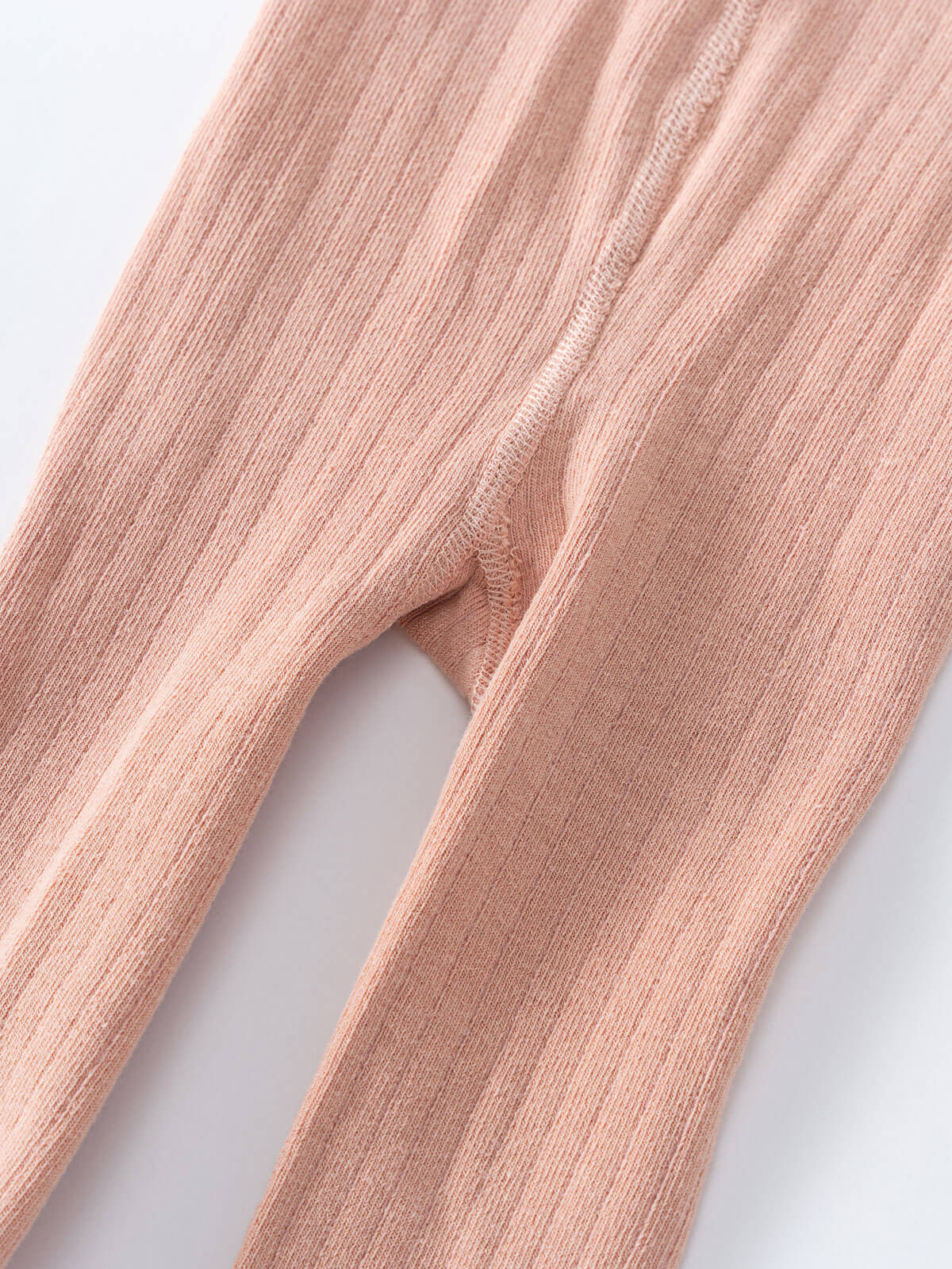Close-up of pink ribbed knit tights showing seam detail and texture Ribbed Tights 2 Pack - Plum Jam/Mallow Girls
