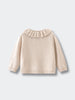 Beige sweater with a ruffled collar on a light gray background Ruffle Cardigan - Ecru Girls