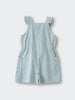 Striped short playsuit with ruffled sleeves and front pockets on white background ruffle Playsuit - Mint Stripe Girls