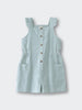 Green and white striped playsuit with button front and ruffled straps ruffle Playsuit - Mint Stripe Girls