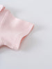 Close-up of a pale pink bodysuit sleeve with stitched seam detail Ruffle Short Sleeve Bodysuit - Candy Floss Baby girl