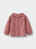 Pink children's blouse with ruffled collar on a light gray background Ruffle Woven Blouse - Bird And Blossom Rosehip Girls