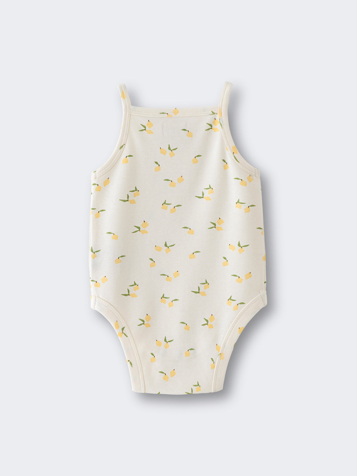 Cream-colored sleeveless baby bodysuit with small yellow lemon print pattern Sleeveless Bodysuit - Lemons Baby girl