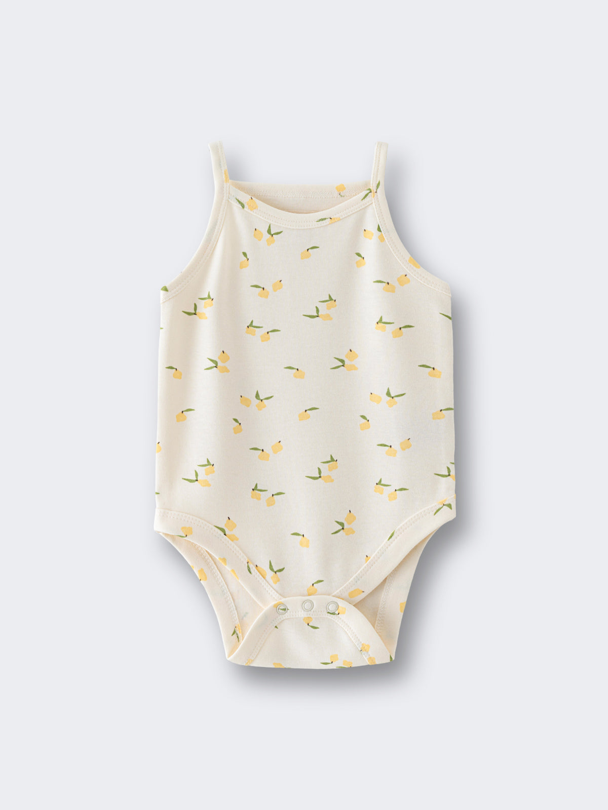 Cream sleeveless baby bodysuit with yellow lemon print pattern Sleeveless Bodysuit - Lemons Baby girl