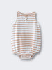 Sleeveless striped baby romper with button closure at back Sleeveless Romper - Sand Stripe Baby boy