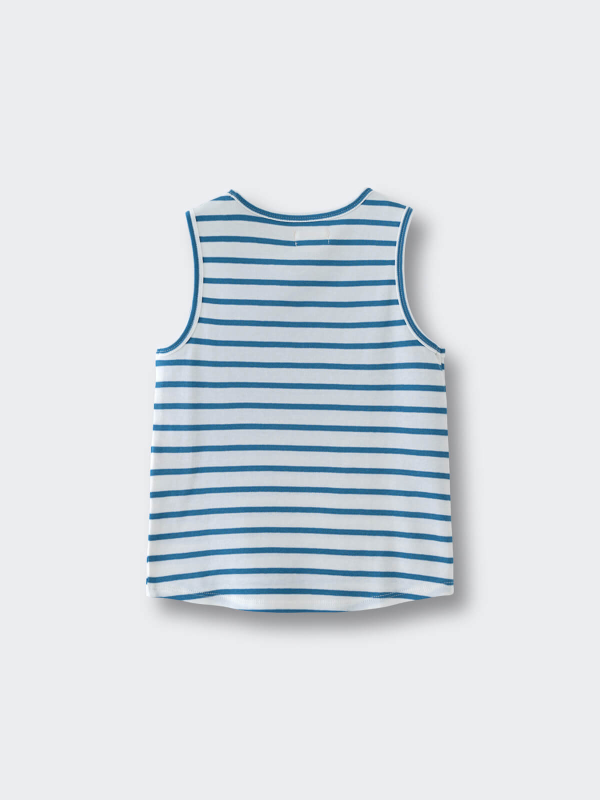 White sleeveless tank top with horizontal blue stripes on light background Sleeveless Tee -  Blue Stripe Boys