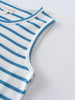 Close-up of a blue and white striped sleeveless tee showing neckline and armhole Sleeveless Tee - Blue Stripe Boys