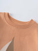Close-up of a peach sweatshirt neckline with geometric sailboat design Sweatshirt - Yes Sailing Boys