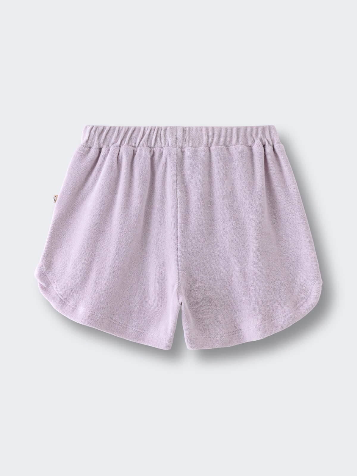 Light purple terry cloth shorts with elastic waistband and curved hem Towelling Shorts - Lilac Girls