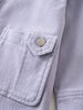 Close-up of a lilac jacket pocket with silver snap button detail twill Jacket - Lilac Girls