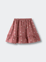 Pink skirt with animal print on white background Woven Skirt - Bird And Blossom Rosehip Girls
