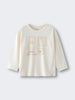 Cream long sleeve shirt with sun and flower stamp graphics on front Zoey Long Sleeve Tee - Sunny Club Day Girls